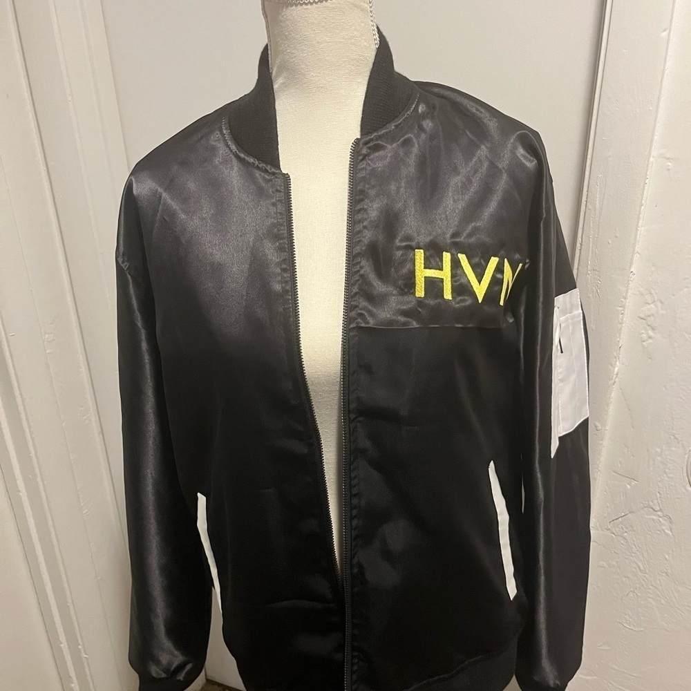 Custom Letterman Varsity Jacket Size Medium for any occasion-Black Satin - Picture 8 of 9